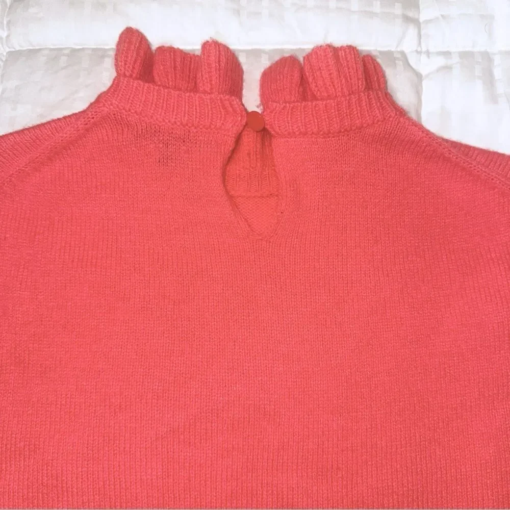 J.Crew Lambswool Blend Ruffle Mock Neck Sweater – melon colored, Size Small